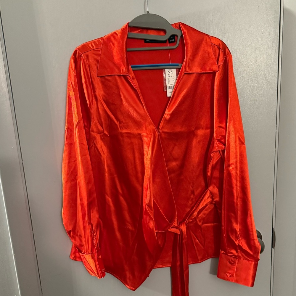 NEW Vibrant NY & Co Orange Blouse Size M